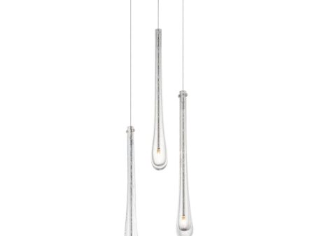 Stillo 10 in. 3 Lights LED Pendant Light Satin Nickel finish on Sale