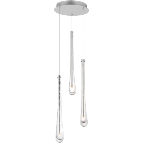 Stillo 10 in. 3 Lights LED Pendant Light Satin Nickel finish on Sale