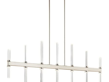 Sycara 48  14-Light Linear LED Chandelier, Polished Nickel Finish Online Sale