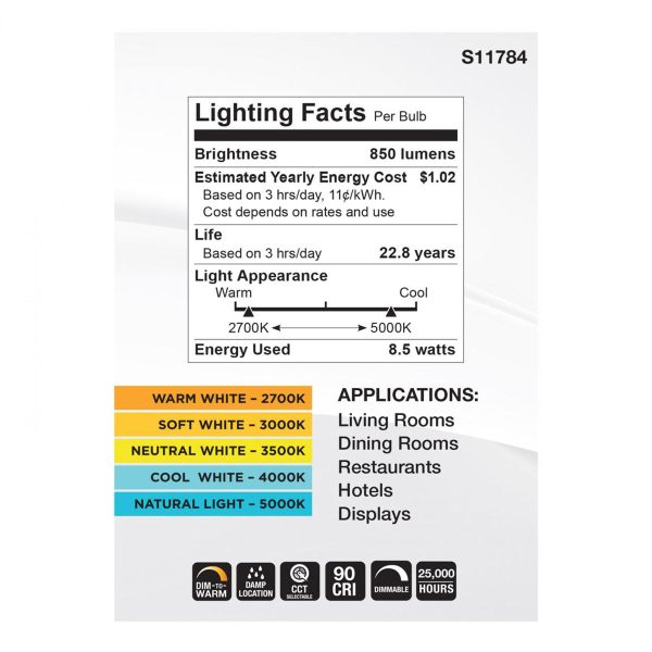 R30 BR30 LED Bulb, 9 Watts, 850 Lumens, Dim to Warm & CCT Selectable, E26 Medium Base, 120° Flood For Cheap