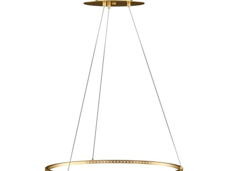 Vellavi 24 in. Round LED Chandelier Brass Finish Online now