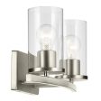 Crosby 15  2-Light Vanity Light with Clear Glass, Brushed Nickel Finish Cheap