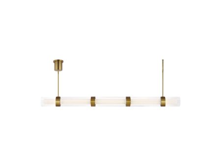 Wit 56 in. 5 Lights LED Pendant Light Brass Finish For Discount