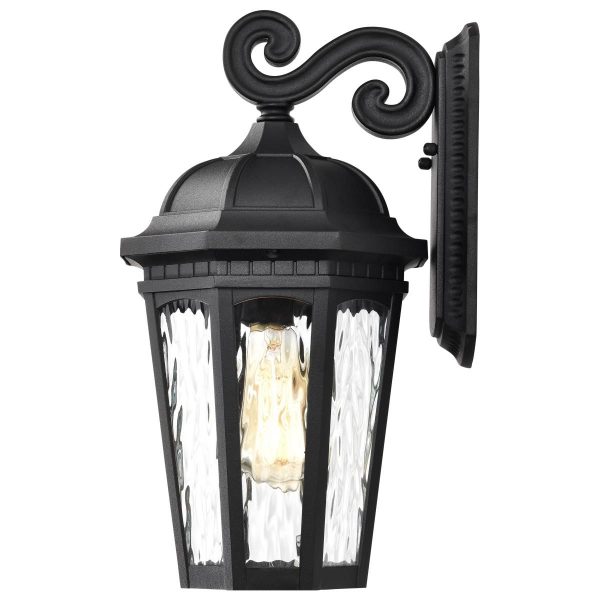 East River 16  Outdoor Wall Light, Matte Black Finish For Sale