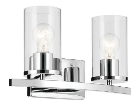 Crosby 15  2-Light Vanity Light with Clear Glass, Chrome Finish Online Sale