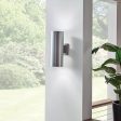 15  2 lights up down outdoor cylinder sconce brushed aluminum finish For Discount