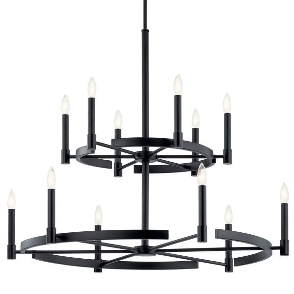 Tolani 40  12-Light Multi-Tier Chandelier, Black Finish Online Hot Sale