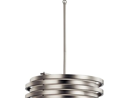 Roswell 19  3-Light Pendant Light, Brushed Nickel Finish For Sale