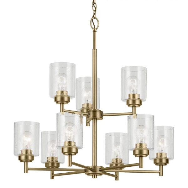 Winslow 27  9-Light Chandelier, Natural Brass Finish Cheap