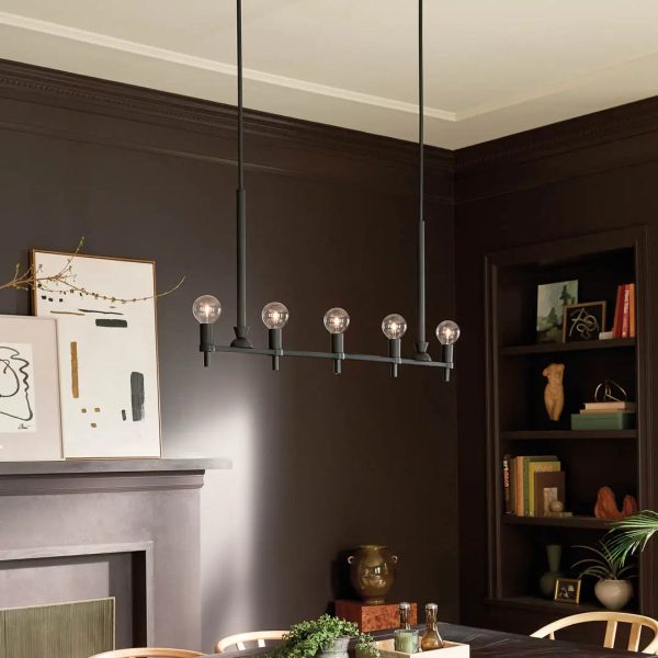 Torvee 41  5-Light Linear Chandelier, Black Finish Hot on Sale