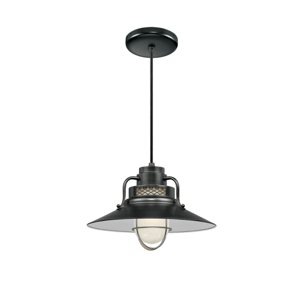 R Series 14  Cord Hung Railroad Shade Pendant Light Satin Black Finish Online