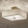 Shailene 18  3-Light Square Semi-Flush Mount, Natural Brass Finish Online