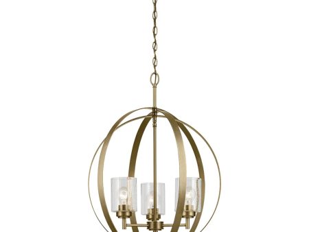 Winslow 31  3-Light Chandelier, Natural Brass Finish For Discount