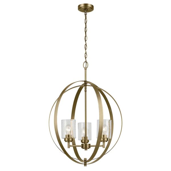 Winslow 31  3-Light Chandelier, Natural Brass Finish For Discount